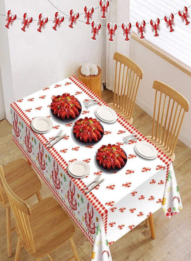 Iceyyyy 4 Pcs Crawfish Party Decorations Set-108"x54" White and Red Tablecloth & 32.8Ft Lobster Banner-Crawfish Boil Party Supplies for Birthday Party Lobster Festival Summer Barbecue Decor Supplies - Image 4